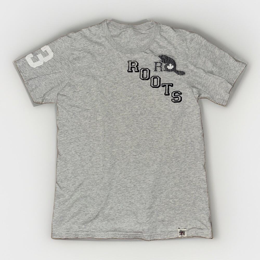 Roots Canada Graphic T-Shirt Grey Medium 18x26